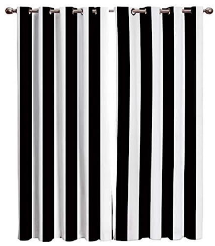 HYFBH Rideaux de fenêtre à Rayures Noir et Blanc Rideaux à Rayures Verticales 3D cloison d'entrée Chambre Porte Rideau Suspendu décor à la Maison WxH/2x83x180cm Rideau Dressing