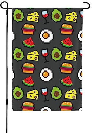 Doppelseitige Gartenflagge für den Außenbereich, Fast-Food-Käse-Eier-Muster, Heimdekoration, Hof, Rasen, hängende Flaggen, 31,8 x 45,7 cm