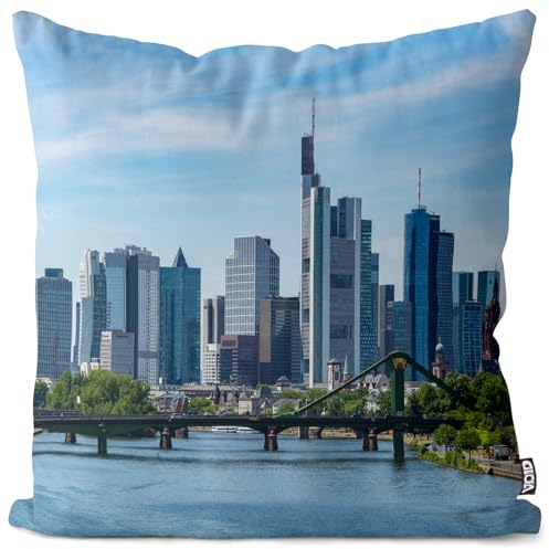 VOID Frankfurt Skyline Kissenbezug Kissenhülle Deko Outdoor Dekoration Garten Dekokissen, Kissen Größe:40 x 40 cm