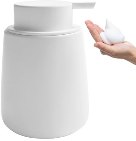 TOOZFO Seifenschaumspender aus Keramik mit leicht zu drückender Pumpe, Handschaumspender für Shampoo, Badezimmer, Küche, 340 ml