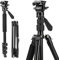 Fotopro 168CM/66inch trépied vidéo, trépied de Voyage en Aluminium et Monopode avec tête Fluide 360 °, trépied d'appareil Photo Professionnel pour DSLR Canon Nikon Sony, Charge jusqu'à 3KG/6.6lbs