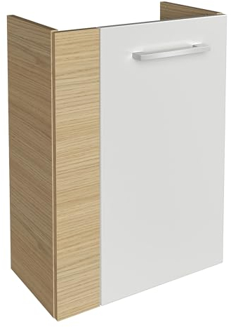 FACKELMANN B.Style Waschbeckenunterschrank schmal – Unterschrank für Waschtisch im Gäste-WC (44 cm x 60 cm x 24,3 cm) – Türanschlag rechts – SBC Badezimmerschrank hängend in Braun hell/Weiß