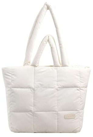Puffer Bag für Damen, Gesteppte Tragetasche mit Reißverschluss, weich gepolsterte Daunen-Wintertasche Stepptasche, Umhängetasche Hobo Bag Handtasche Damen Groß Schultertasche -Shopper-Tasche