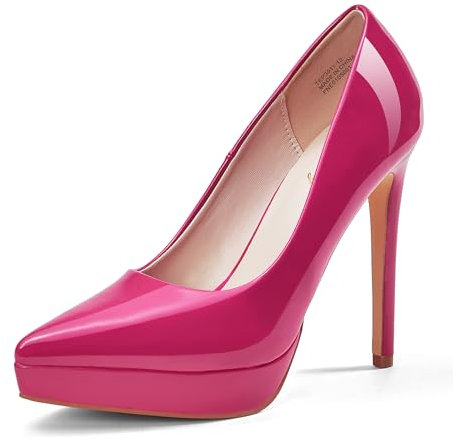 Zhabtuc Scarpe da Donna con Plateau Scarpe Classiche con Tacco a Spillo Piattaforma Tacchi Alti Scarpe da Sposa a Punta, Rosa, 40 EU
