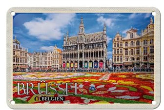 Femer Blechschild Reise 18x12cm Brüssel Belgien Grand Place Dekoration
