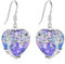 Eusense Pendientes Árbol de la Vida para Mujer Pendientes de Plata de Ley 925 Pendientes de Cristal Corazón Morado Regalos de Joyería para Mujer Niña