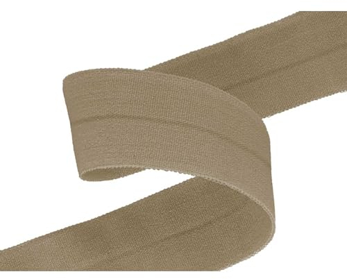 Falzgummi 100m Faltgummi 20mm hochelastisch Faltgummi Schrägband Saumband Farbwahl, Farbe:045 - beige
