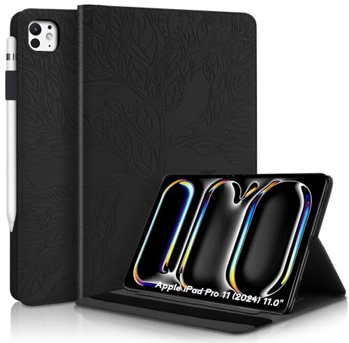 Succtopy Custodia per iPad Pro 13 Pollici 2024 Cover in Pelle PU con Porta Penna iPad Pro 13 (2024) Custodia Protettiva con Funzione di Supporto Case iPad Pro 13 (2024) Nero