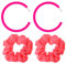 Lot de 2 grandes boucles d'oreilles créoles roses avec chouchous fluo des années 80 pour femme - Accessoires rétro des années 80 - Boucles d'oreilles en acrylique ouvert pour Halloween - Fête sur le