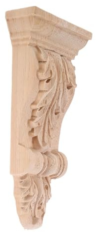DIYEAH 2pcs Solid Wood Column Caps and Corbels for Kitchen Fireplace Mantel Decorative Wood Carvings Embellishments for Shelves Countertop Unfinished Corner Frame Appliques for Rustic Hom