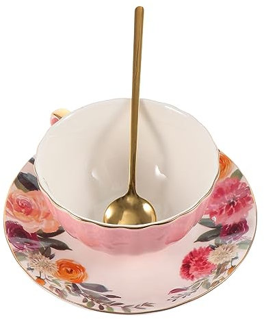 Amosfun Ensemble De Tasses À Café De Style Simple Avec Couvercles 200 Ml Ensemble De Tasses À Thé En Porcelaine Anglaise Maison Boutique Boulangerie Restaurant