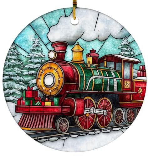 Runde Xmas Keramik Baumschmuck „Polarexpress“ Weihnachtsdeko Keramik Weihnachtsbaum Dekoration Witzige Weihnachten Baum Hängen Anhänger Für Fenster Auto Geschenk