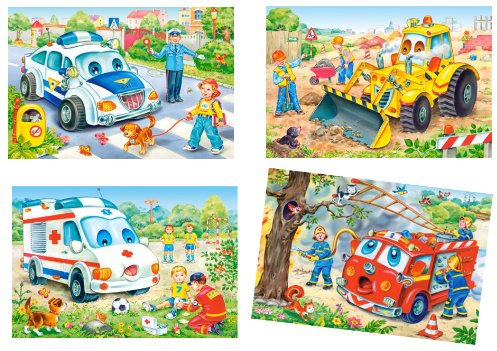 alles-meine.de GmbH 1 Stück: Mini Puzzle/Minipuzzle 24 Teile - Fahrzeuge/Auto - für Kinder Kinderpuzzle Minipuzzles Feuerwehr Polizei Bagger Krankenwagen