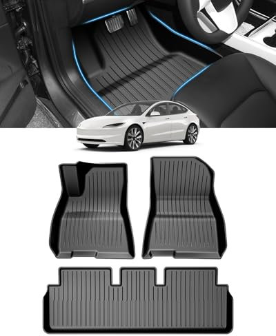 CARERSTEN Fußmatte Für Tesla Model 3 2018-2024 Auto Kofferraummatte aus TPE Zubehör Fußmatten Set 3 Teilig Für Tesla Model 3 Zubehör Set Allwetter Autofussmatten Kofferraummatte Mattenprofis