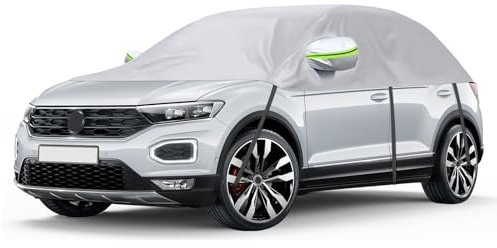 Autoabdeckung Ersatz für VW Tiguan SWB T-ROC, Universelle Halbgarage | Sonnenfest Hälfte Autoabdeckung UV Beständige Halbe Auto Abdeckplane Staubdicht Schneefest Outdoor Indoor