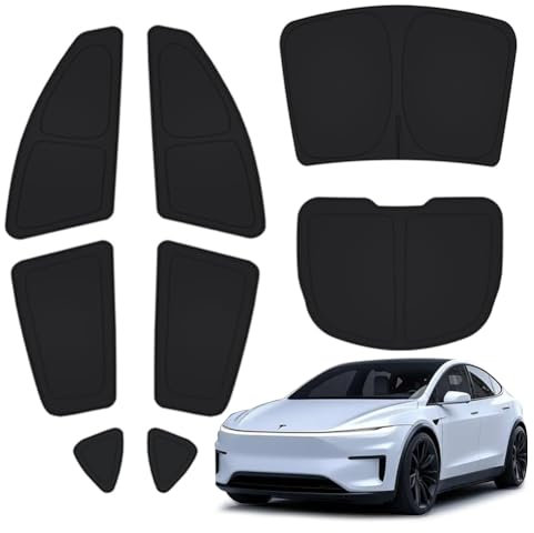 TESBEAUTY 2025 2026 Tesla Model Y Juniper Camping Privacy Curtain 8-Piece Camping Shades Privacy Screens Tesla Model Y Sunshades UV Blocker Darker Thicker 5-Layer Material Tesla Accessories Foldable