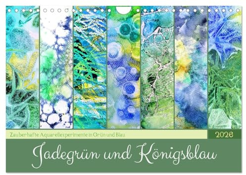 Jadegrün und Königsblau - Zauberhafte Aquarellexperimente in Grün und Blau (Wandkalender 2026 DIN A4 quer), CALVENDO Monatskalender: Experimentelle ... in Grün- und Blautönen (CALVENDO Kunst)