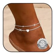 Kenivira Bracelet Cheville Femme Argent 925 Imperméable Réglable Bracelets De Cheville Pour Femme Bijoux De Plage d'Été