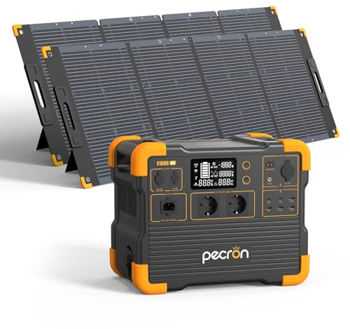 PECRON E1500LFP 2200W Solargenerator - Tragbare Powerstation 1536Wh (Erweiterbar bis 7680Wh) mit LiFePO4-Batterie 4400W Spitzenleistung - Für Camping, Wohnmobil & Outdoor (E1500LFP+400W)