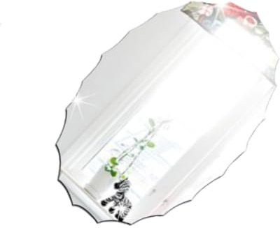 Healifty Espejo Adhesivo Ovalado con Encaje para Decoración de Baño Funcional y para Superficies y Secas Color Plateado
