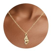 SJUIEO Anhänger-Halskette, 14 Karat Goldkette für Damen – Goldfisch, Muschel, Stern, Sonne, schlichtes Design, elegante 45 cm dünne verstellbare Schlüsselbeinkette für den täglichen Gebrauch
