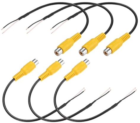 M METERXITY 6-Pack RCA to Speaker Wire Adapter, 7.84 Inch/0.2 m RCA Female Plug Jack to Bare Wire Connector Adapter for AV Receiver/Amplifier/TV [Yellow] Repairing Speaker Cords