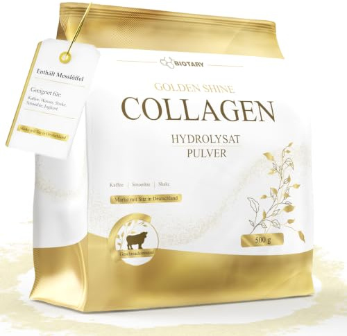 BIOTARY Kollagen Pulver 500g 100% reines Kollagen Hydrolysat | Peptide Typ 1 2 und 3 exzellente Löslichkeit geschmacksneutral reine Rezeptur geprüfte Qualität