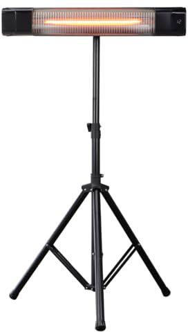 Bastilipo - Estufa para exterior con soporte tipo tripode Modelo Prometeo E-1500P, 1500W de potencia, mando a distancia, resistencias de infrarrojo de amplio espectro