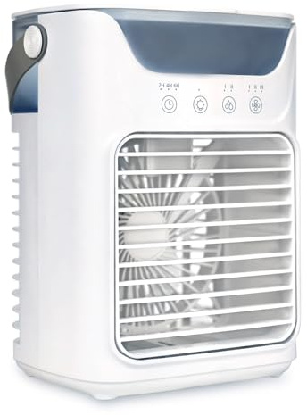 zolyet Ventilateur de refroidissement brumisateur de bureau avec bouton de lumière d'ambiance 3 vitesses, 2 niveaux, fonction minuterie, poignée en polyuréthane, prise USB Plug and Play pour bureau et