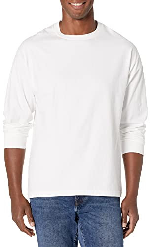 Hanes Men's Beefy Long Sleeve Shirt, White, M