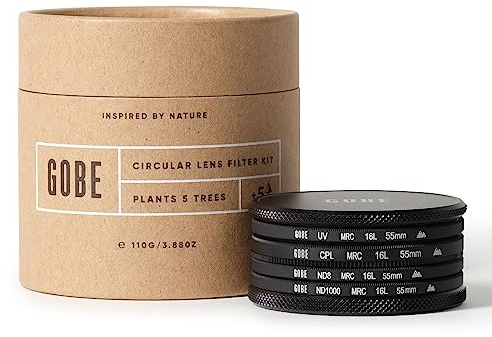 Gobe - Kit de Filtros para Objetivo 55 mm UV, Polarizado Circular (CPL), ND8, ND1000 (2Peak) Black