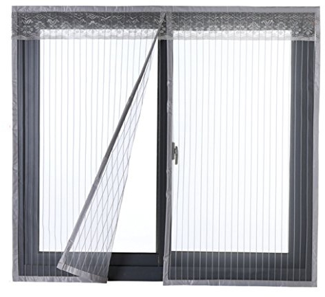Icegrey Moustiquaire de Porte Ou Fenetre Magnetique Rideau Moustiquaire De Porte Avec Aimants Gris 130x120cm