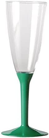 Dream' s Party 20 Flute in plastica con gambo - Flutes rigidi monouso - Calice da Spumante - Corpo in plastica trasparente - confezione 20 pezzi - flute per feste (Verde)
