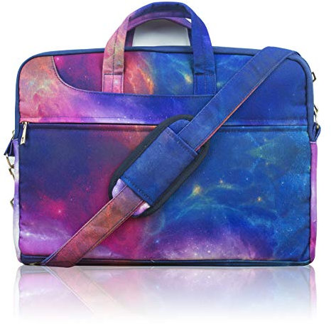 TaylorHe 15.6 Poly Canvas Laptop Bag Macbook Case 15-16 inch Laptop Case Laptop Shoulder Bags with Patterns, Side Pockets Handles and Detachable Strap Colourful Cosmos