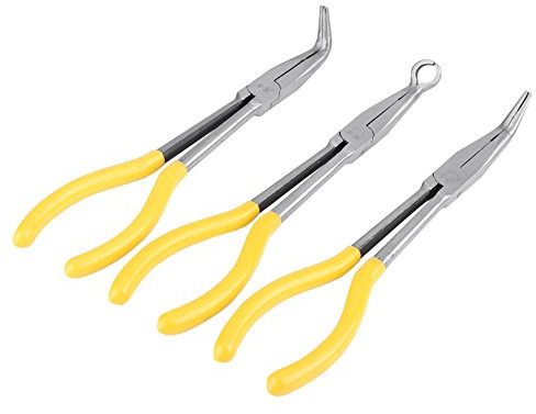 Fdit 3-teiliges Set mit extra langen Spitzzangen, 45/90 Grad, gebogene Nase, O-Form, Spitzzange, Handwerkzeug-Set (3 Stück)