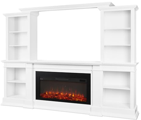 Real Flame Monte Vista Electric Media Fireplace, White,9900E-W