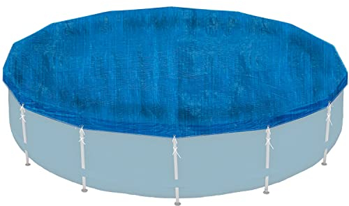 Poolabdeckung rund für Frame Pool Ø366cm - mit Fixierseilen - 110g/m² PE - Wasserdicht - UV-stabil - Poolabdeckplane Stahlrahmenpool Cover Swimmingpool Familienpool Poolzubehör Planschbecken