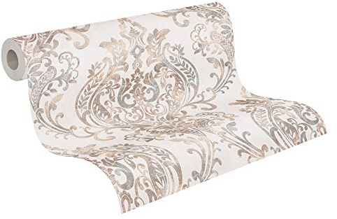 A.S. Création Vliestapete New Life Barocktapete mit Ornamenten 10,05 m x 0,53 m creme beige rosa grau 376811 37681-1