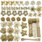 Allazone 46 PCS Natural Burlap Flowers Set, 3 Rolls Lace Burlap Ribbon and 40 PCS Handmade Burlap Rose Flowers, Twine Ribbon and Glue Point for DIY Craft Wedding Party Gift Decor