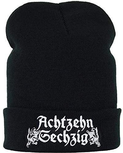 EXPRESS-STICKEREI Warme Wintermütze mit Spruch Achtzehn Sechzig - Lustige Strickmütze - Beanie für Damen und Herren - Unisex Wollmütze - Haube mit Spruch