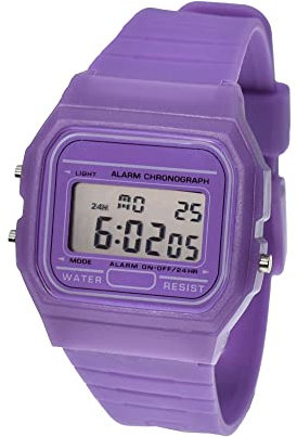 BDM - Classico Orologio Casiopea Originale per Uomo, Donna, Ragazza o Ragazzo con Cinturino Digitale con Sveglia. Un Regalo d'Epoca. - Morado
