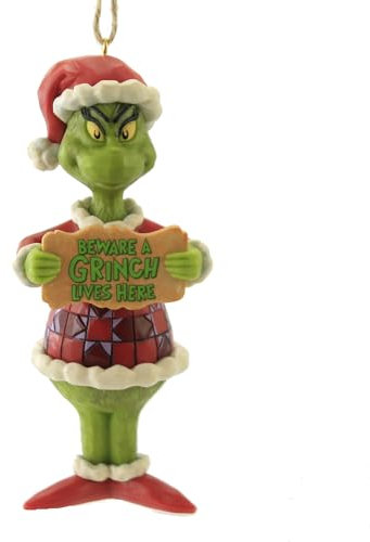 Enesco Grinch by Jim Shore Dekofigur Beware a Grinch, PVC Hängeornament