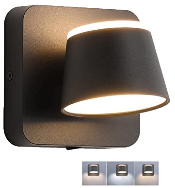 JZCDR Appliques de Chevet Orientable Applique Murale avec Interrupteur Dimmable Luminaire Murale Interieur Liseuse LED éclairage de Tête de Lit Couloir Canapé Lampe Murale Chambre Adulte Enfant,Noir