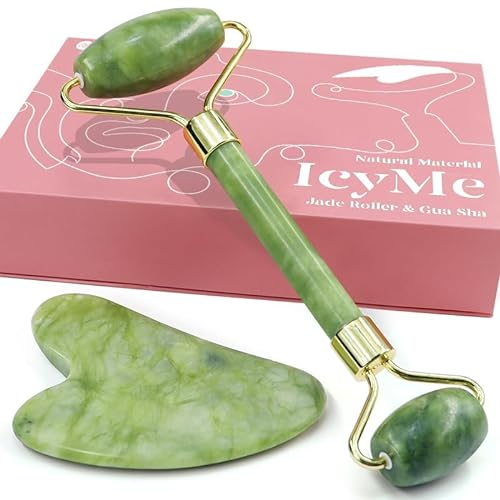Gua Sha & Jade Roller Set Facial Beauty Tools, BAIMEI Face Roller und Guasha Facial Tool für Gesicht, Hals und Augenbehandlung Facial Roller für Skin Care