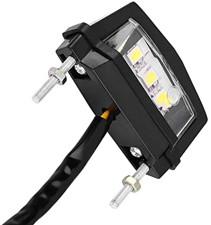Motorcycle License Plate Light 12V LED Universal Motorcycle Number Plate Light Motorbike Tail Light Rear Tail Lamp White 2 Wires Connections