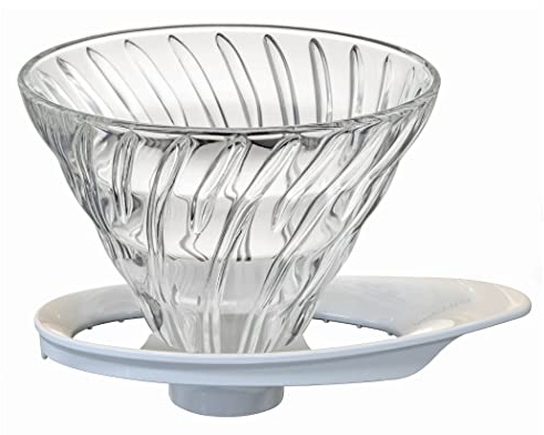 HARIO VDGR-02-W V60 Heat-resistant Glass Transmission Dripper 02 for 1 to 4 Cups, White, Made in Japan