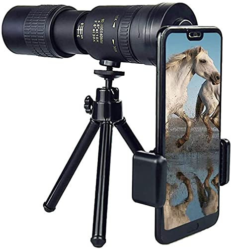 4K 10 300X40Mm Super Téléobjectif Zoom Monoculaire, avec Trépied De Support De Smartphone, Monoculaire Antibuée Etanche pour L'observation des Oiseaux Voyager Randonnée Camping (Monocula +