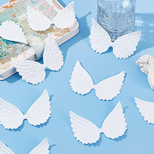 GORGECRAFT 40 Stück Glitzer Engelsflügel Stoff Weiß Geprägte 3D Mini Feder Engelsflügel Kleine Pailletten Applikation Für DIY Handwerk Tasche Haarschmuck Hemden Schuhe Nähen Kleidung Ornament Zubehör