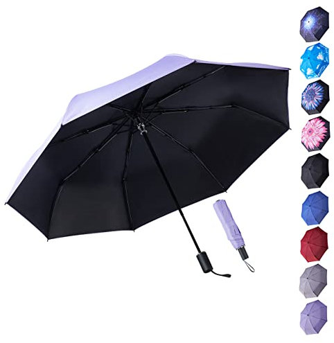 Goothdurs Paraguas Compacto de Viaje Sombrilla Plegable para Sol y Lluvia – Pequeño Paraguas Ligero Resistente al Viento Impermeable para Hombres y Mujeres