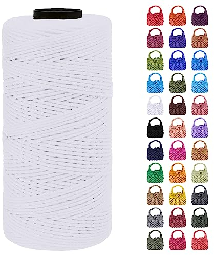 LEREATI Makramee Garn Geflochten 1.5mm x 200m Bunt Schnur für Armbänder Faden Zum Perlen Auffädeln, Macrame Cord 1.5mm für Basteln, Knüpfen, Dekoration, Borsa Crossbody (Weiß)
